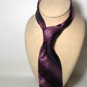 Ted Baker London Mens Tie Purple Striped Paisley